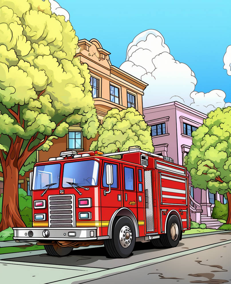 Fire trucks coloring pages in premium quality by coloringbooksart on