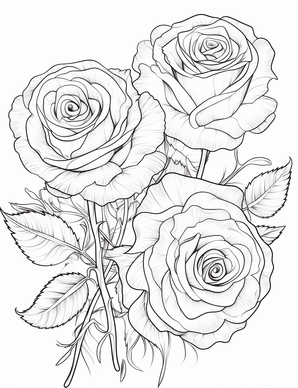 Rose flowers coloring book for children coloring pages
