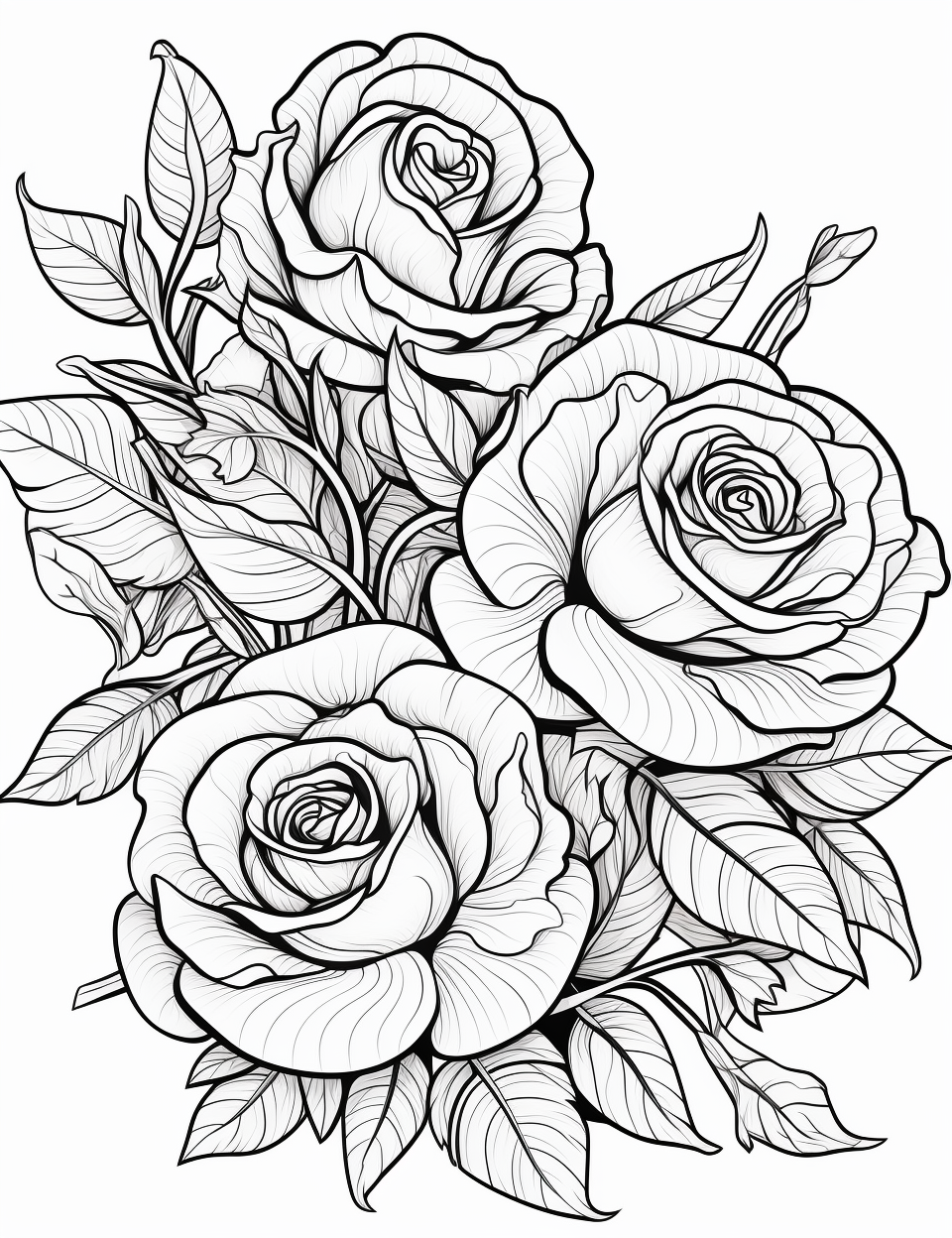 Rose flowers coloring book for children coloring pages