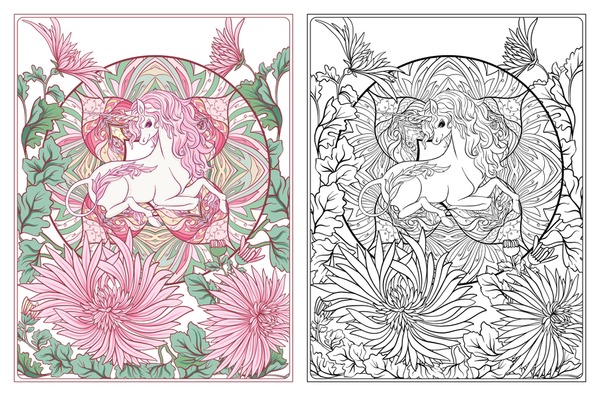 Imãgenes fotos de stock objetos en d y vectores sobre art nouveau coloring page