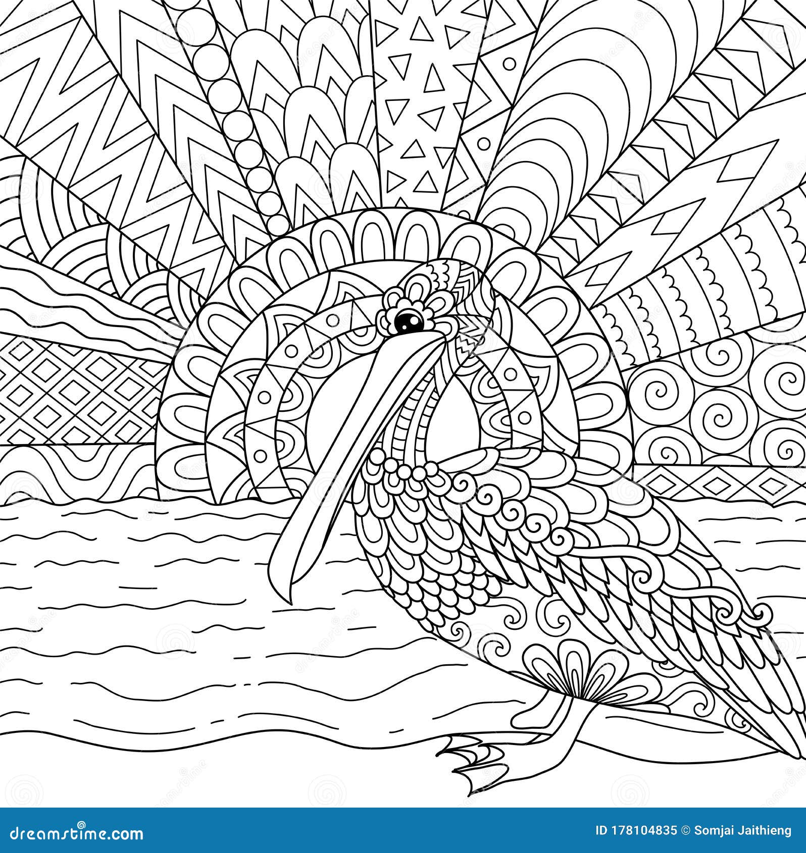Line art design of pelican bird in florida state usa for printing on products like mug coloring book and so on stock vector stock vector