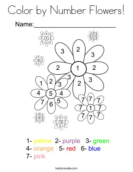 Color by number flowers coloring page