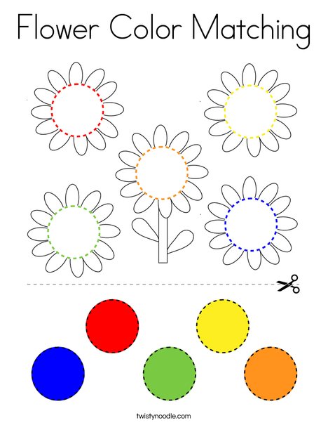 Flower color matching coloring page