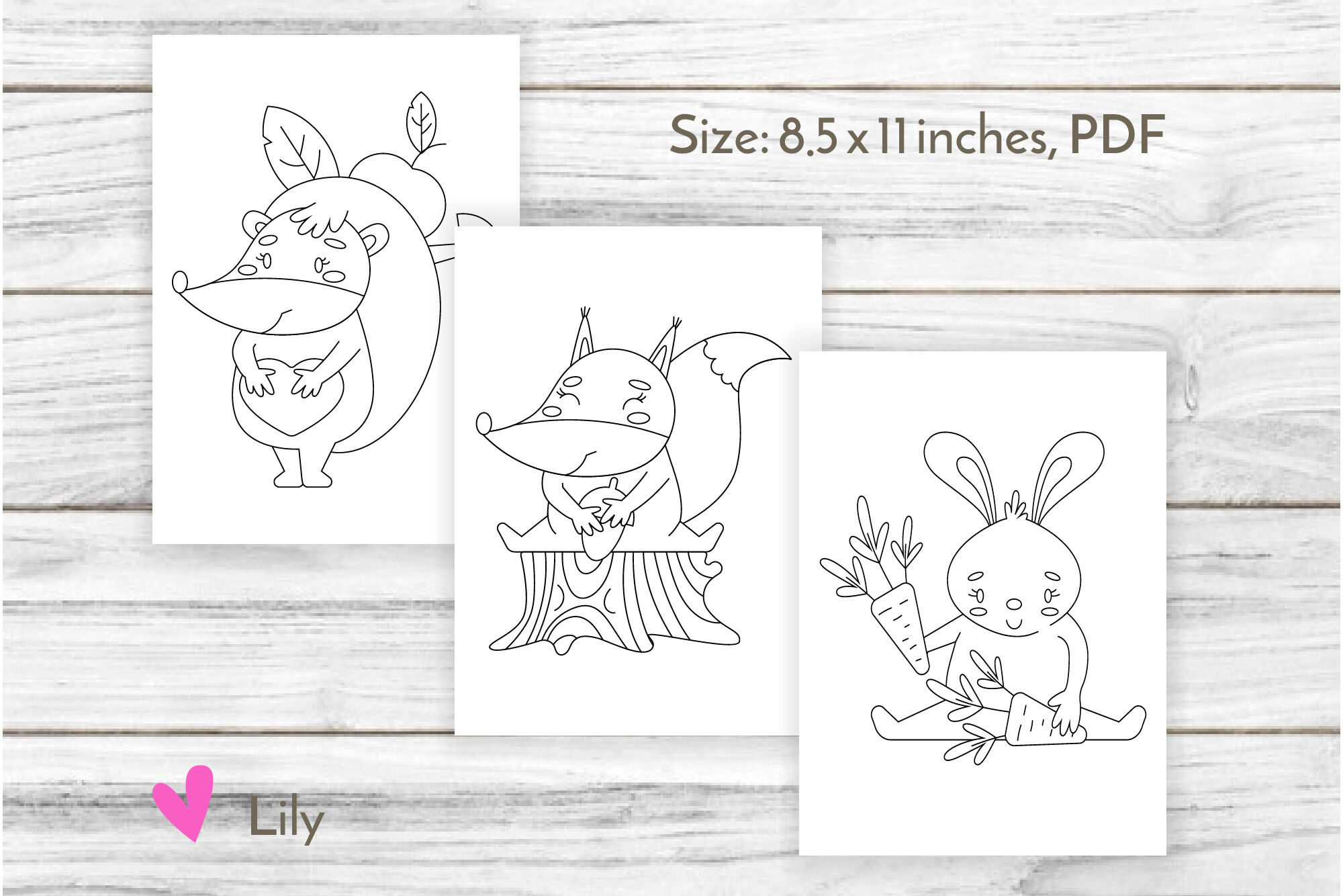 Forest animals coloring book pdf by lily shop