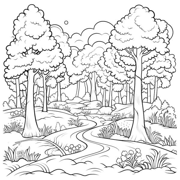 Free printable forest coloring pages list