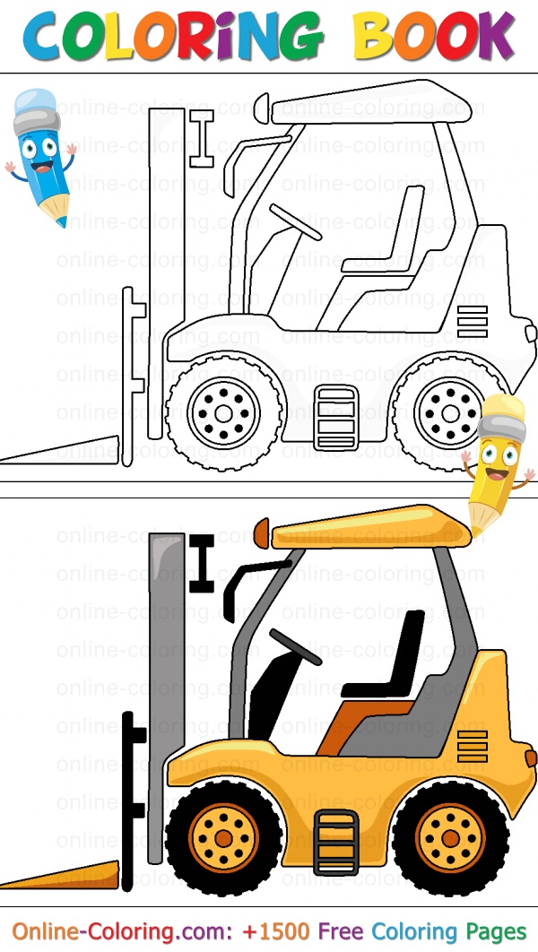 Forklift free online coloring page