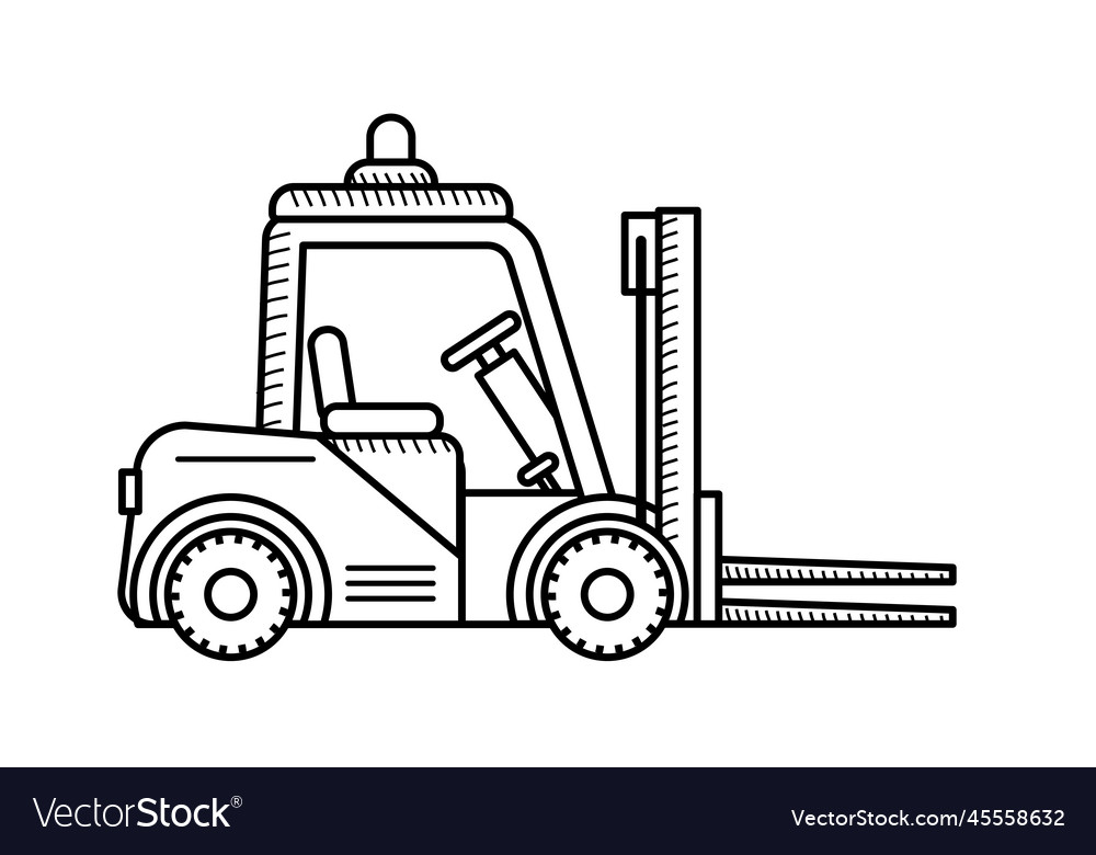 Forklift coloring page for kids loader side view vector image