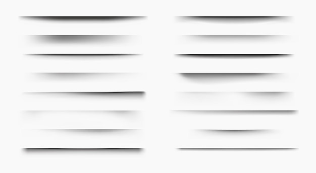 Soma de papel soeposiãão de soma de borda de pãgina realista e efeito de divisor d pãster e banner fundo e lateral soma transparente vector isolado caixa someada conjunto divisores formas afetadas