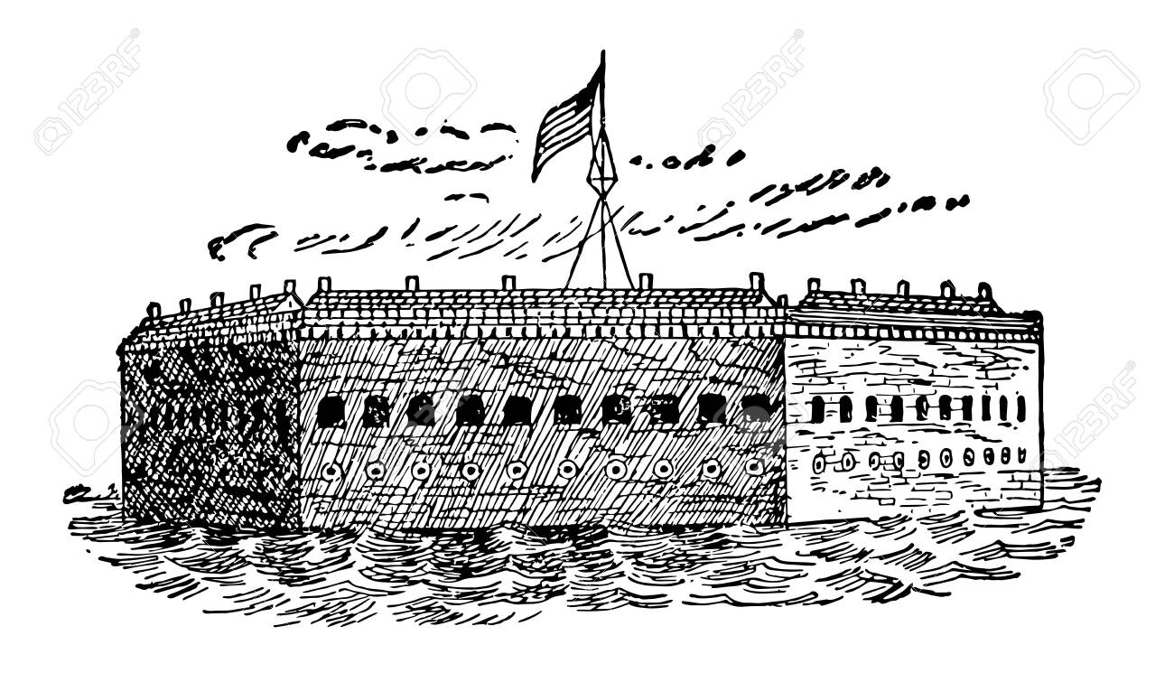Fort sumter formed after the war vintage line drawing royalty free svg cliparts vectors and stock illustration image