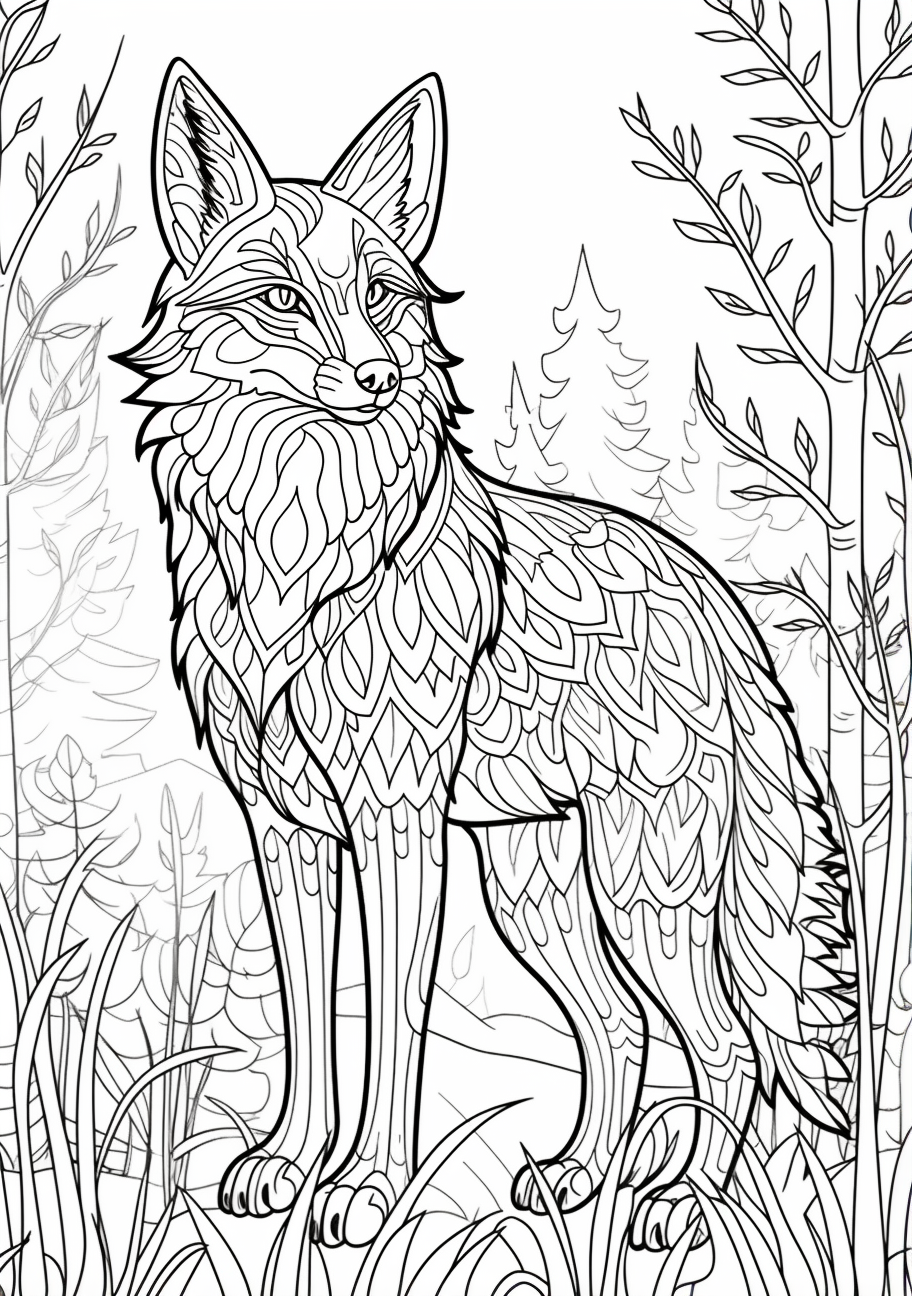 Intricate artistry fox coloring s
