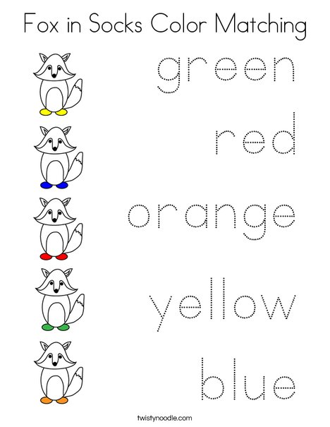Fox in socks color matching coloring page
