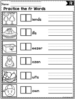 Consonant beginning r blends worksheets