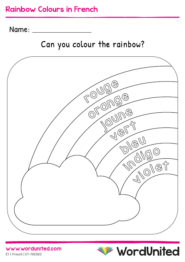 French rainbow colouring sheet