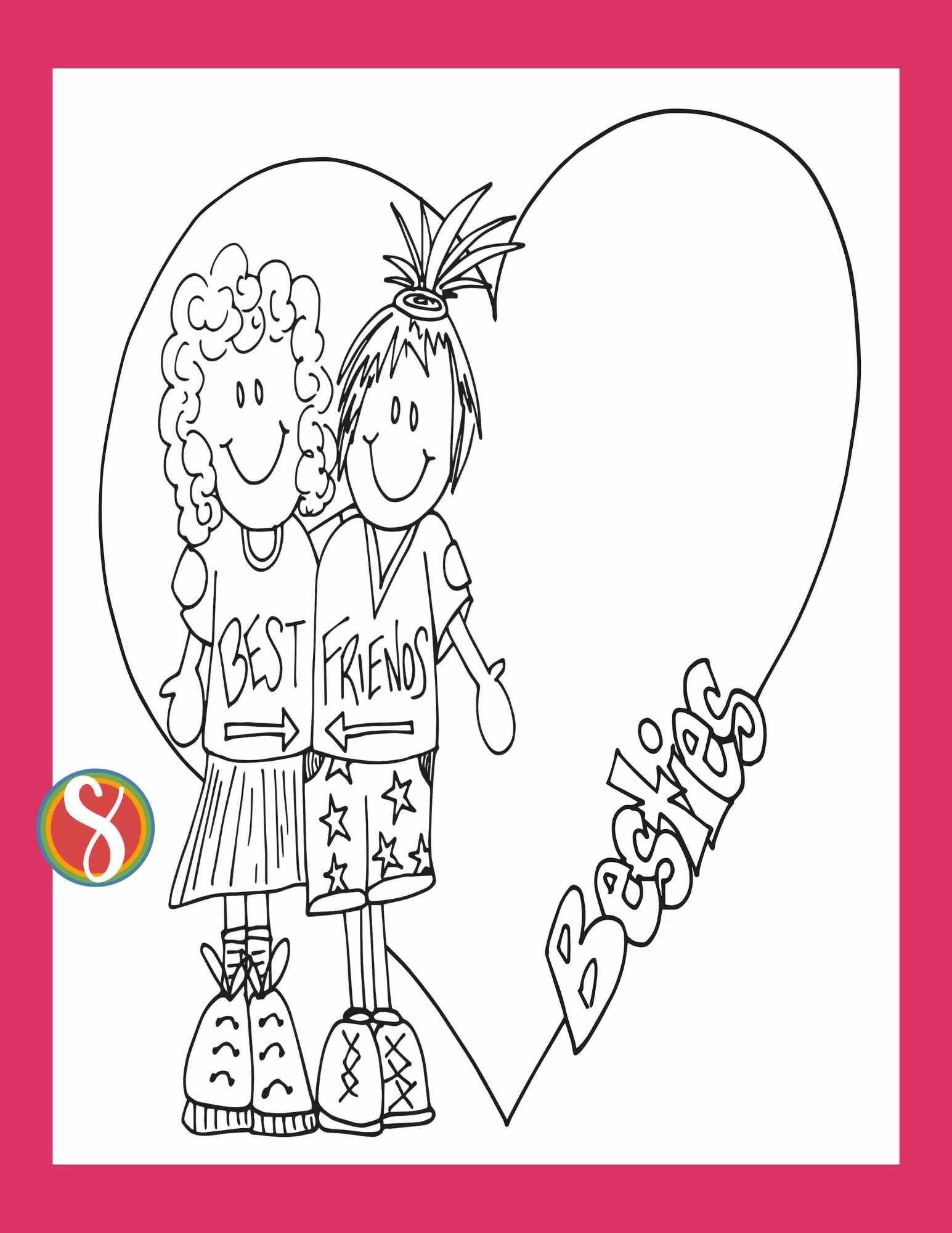 Free best friends coloring pages â stevie doodles