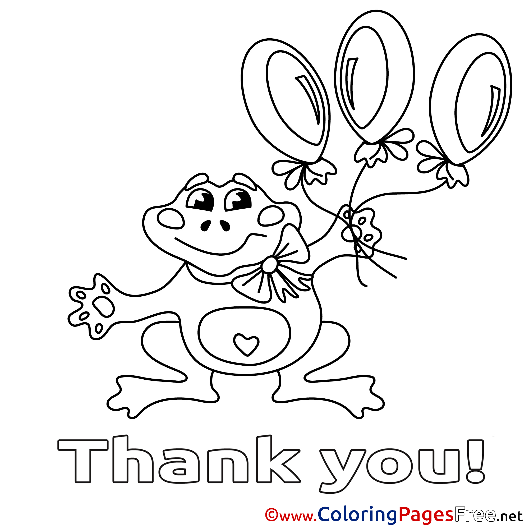 Balloons frog printable coloring pages thank you
