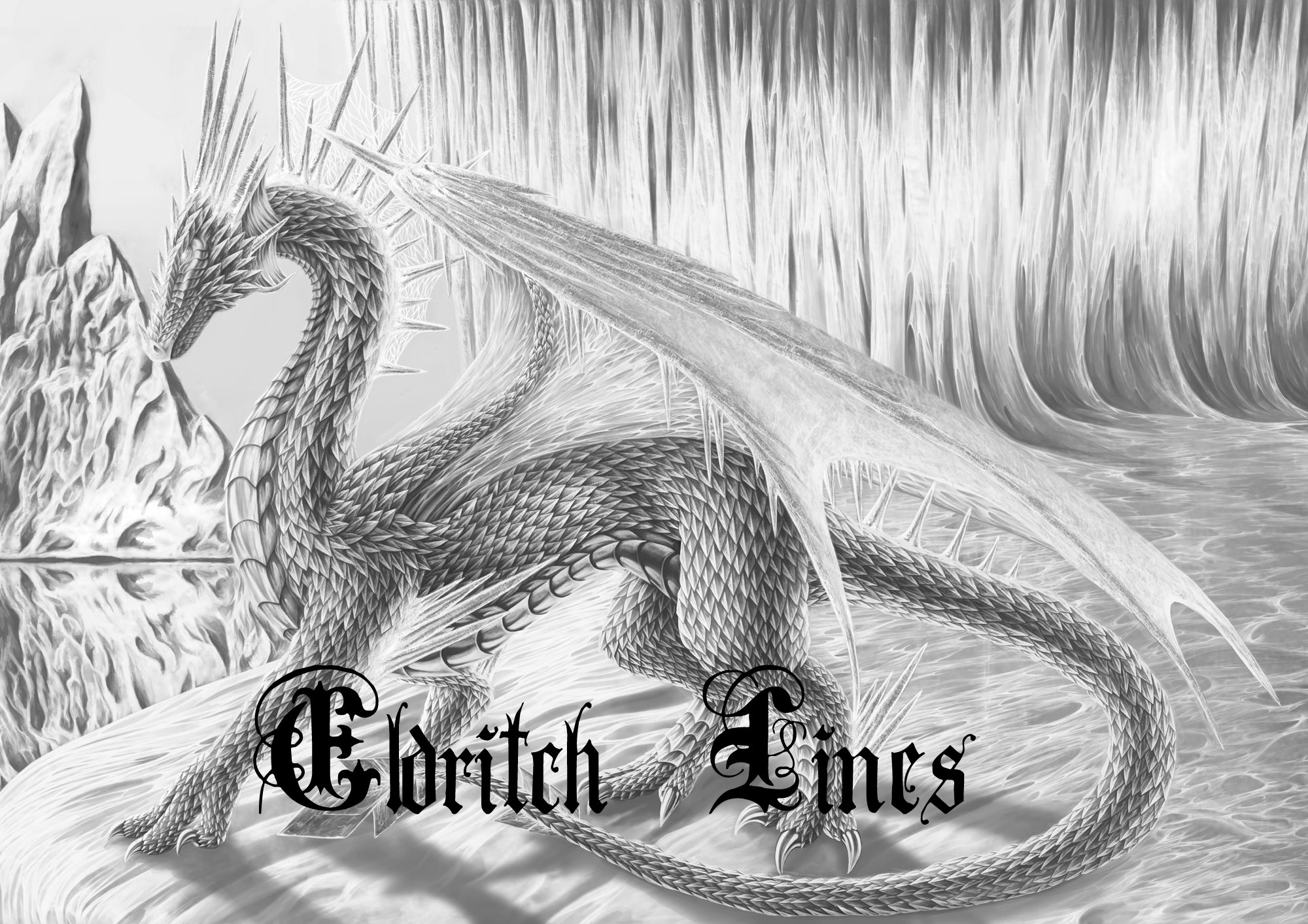 Ice dragon printable fantasy adult coloring grayscale page digital download pdf file instant download