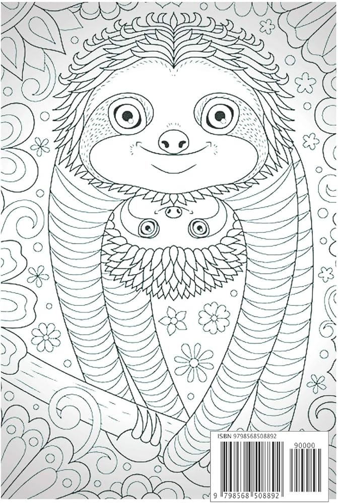 Sloth coloring book for kids