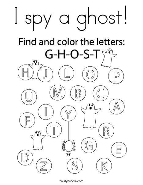 I spy a ghost coloring page