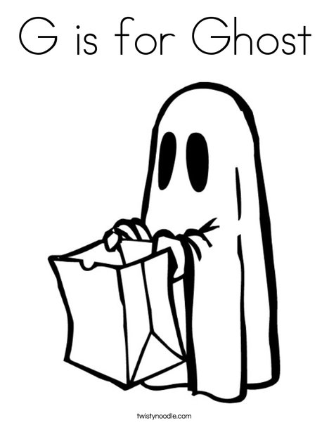 G is for ghost coloring page