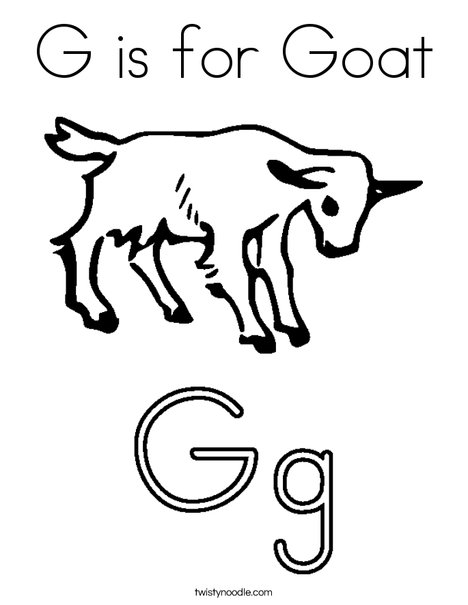 G is for goat coloring page