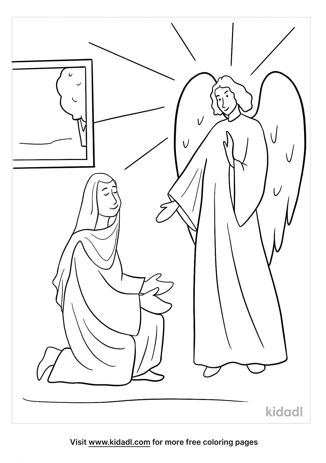 Free gabriel visits mary coloring page coloring page printables