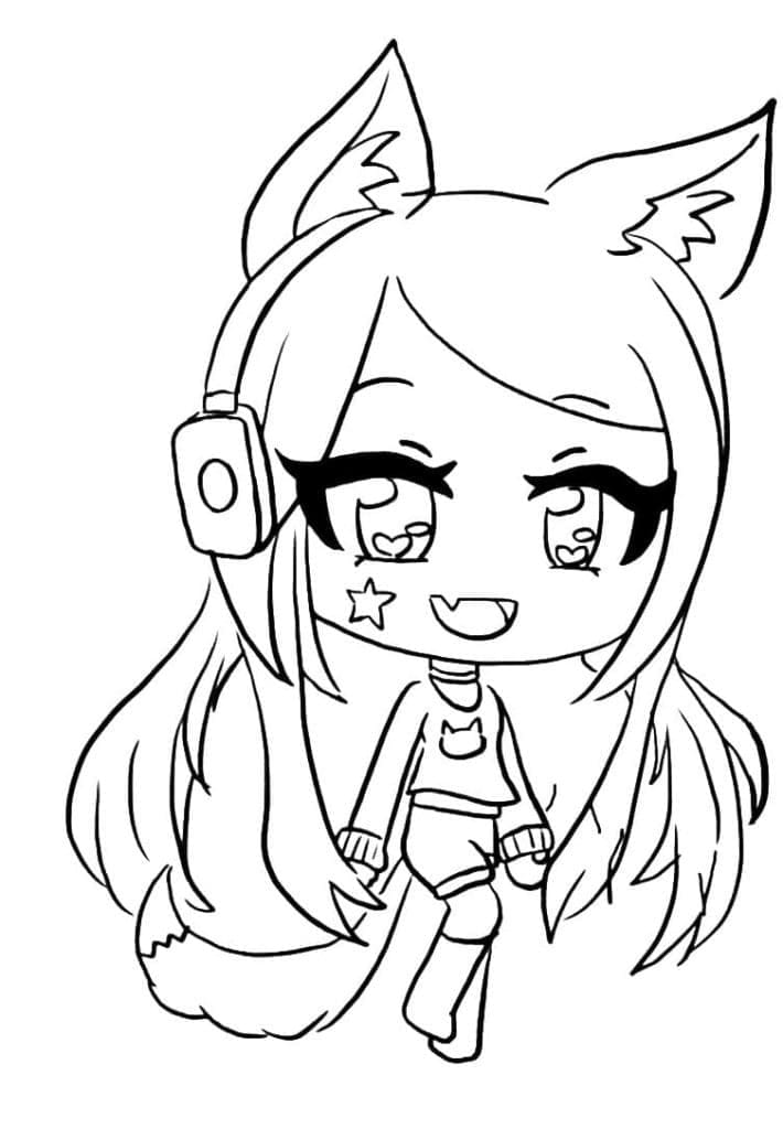 Kawaii girl from gacha life coloring page