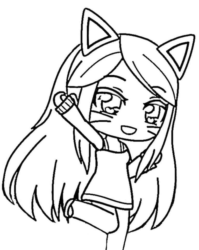 Cute cat girl gacha life coloring page