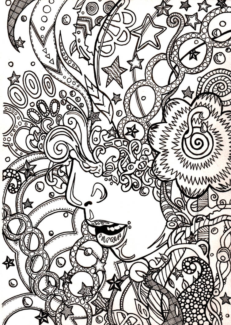 Trippy coloring book page by ambercamiart on