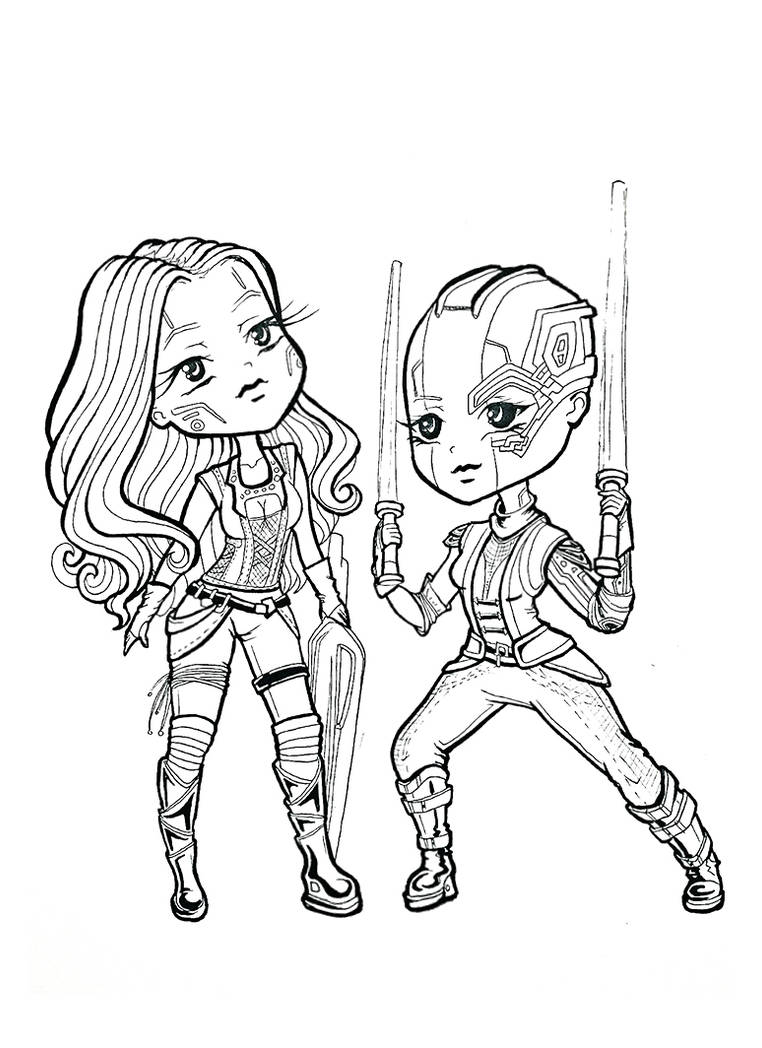 Cute gamora and nebula ink by t