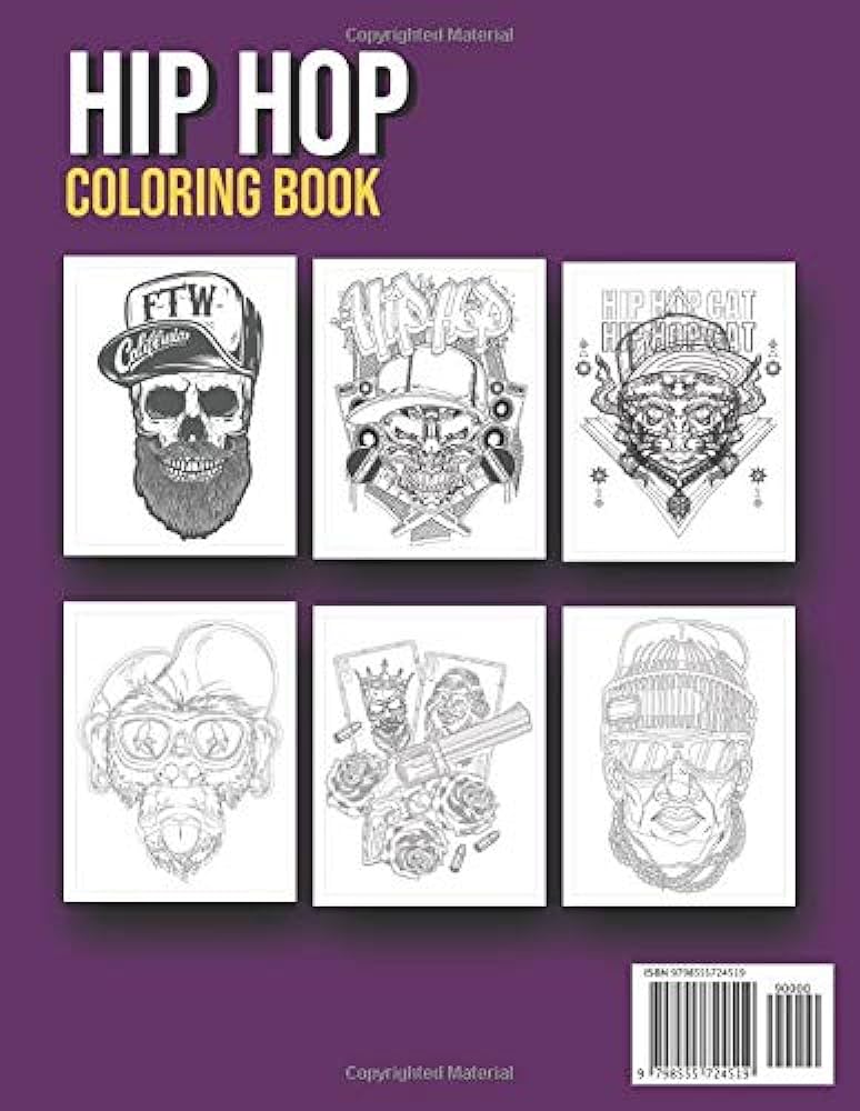 Hip hop loring book hip hop music loring book for adults and kids rapper gangster graffiti loring pages hip hop lover gift summer jumbo books
