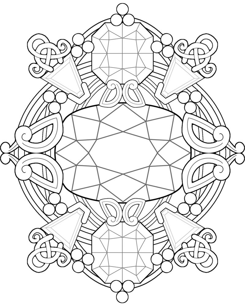 Gemstone fantasy adult coloring page by kittenpants on