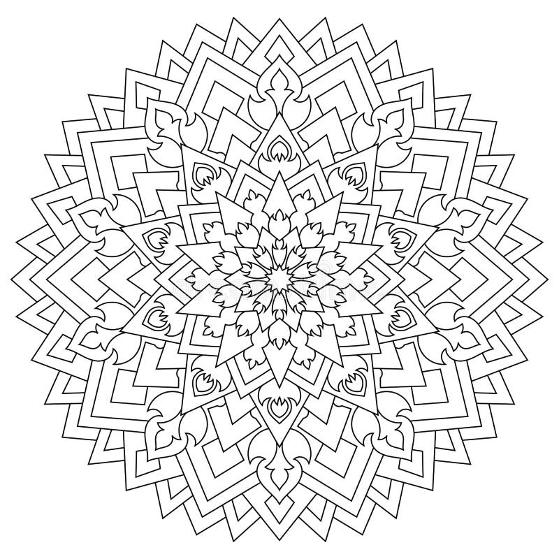 Circular geometric ornament round outline mandala for coloring page stock vector