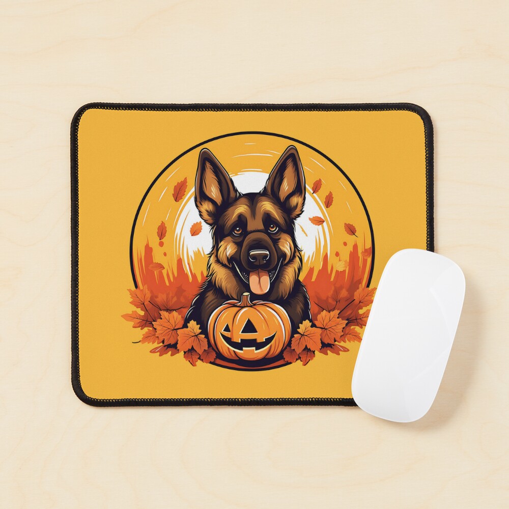 Halloween cute dog german shepherd poses with pumpkin magnet for sale by healthyhappyyou