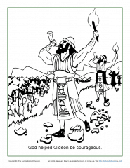 God helped gideon be courageous coloring page