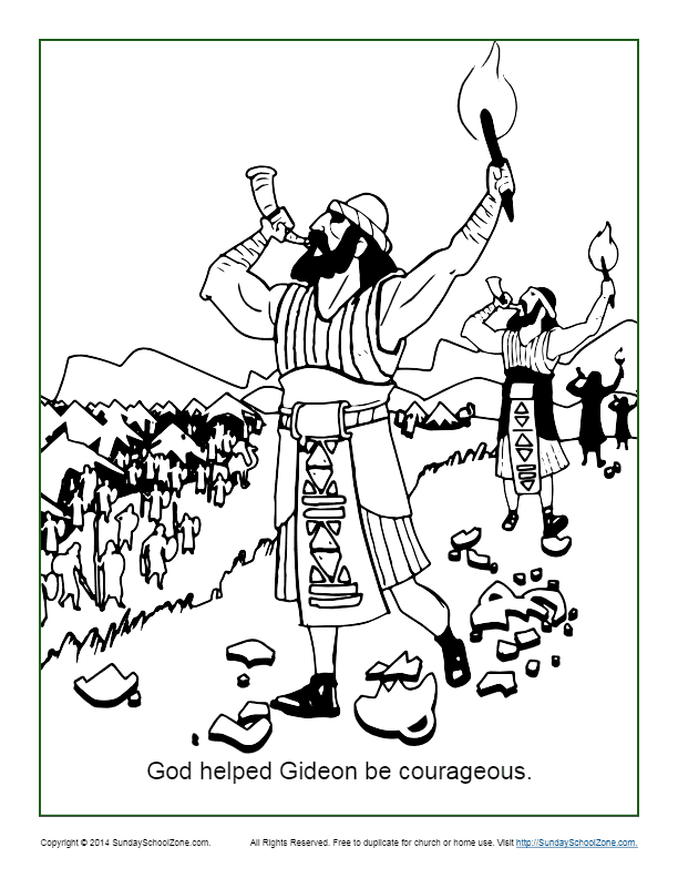 God helped gideon be courageous coloring page