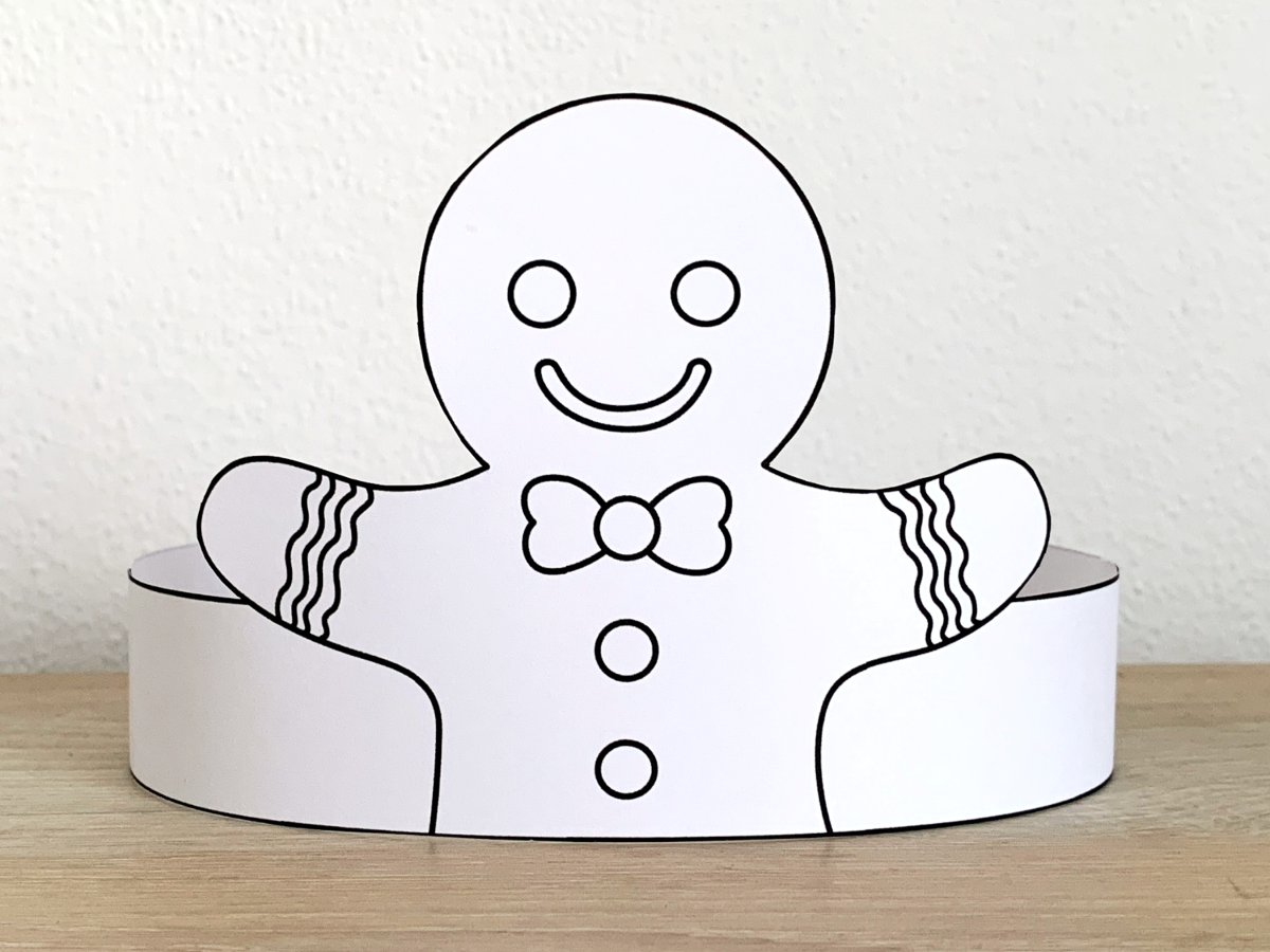 Gingerbread man paper crown printable coloring craft winter christmas made by teachers