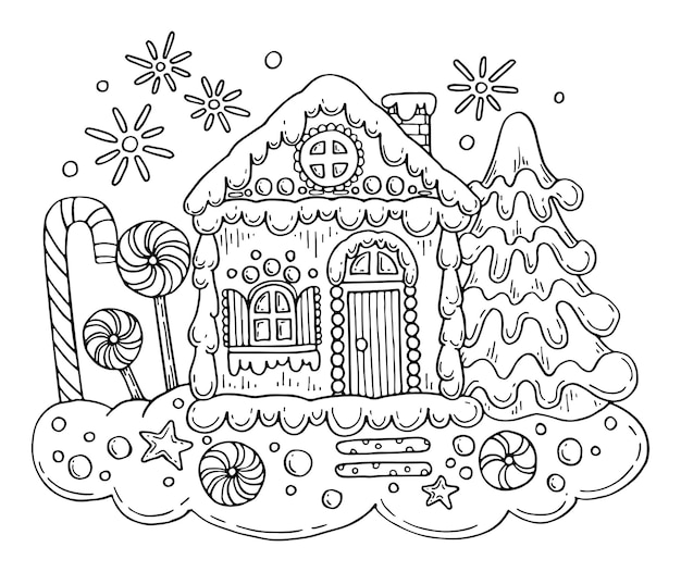 Gingerbread house coloring pages images