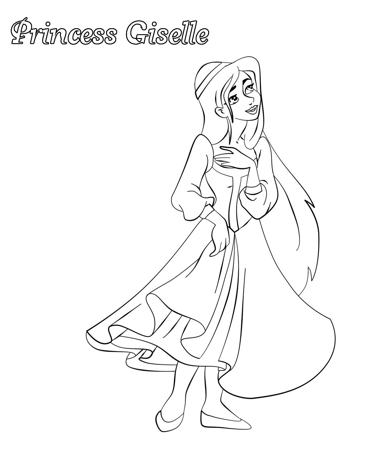 Disney princess princess giselle coloring pages disney cartoon character
