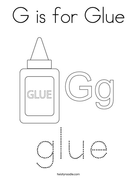 G is for glue coloring page