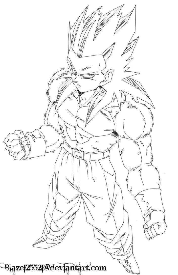 Gohan super saiyan lineart by jamalc on