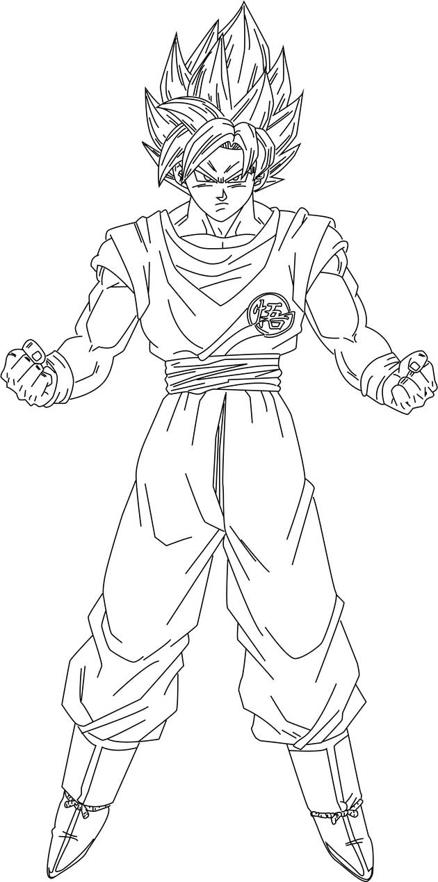 Super saiyan blue goku full body no color by dbzcoolguy on