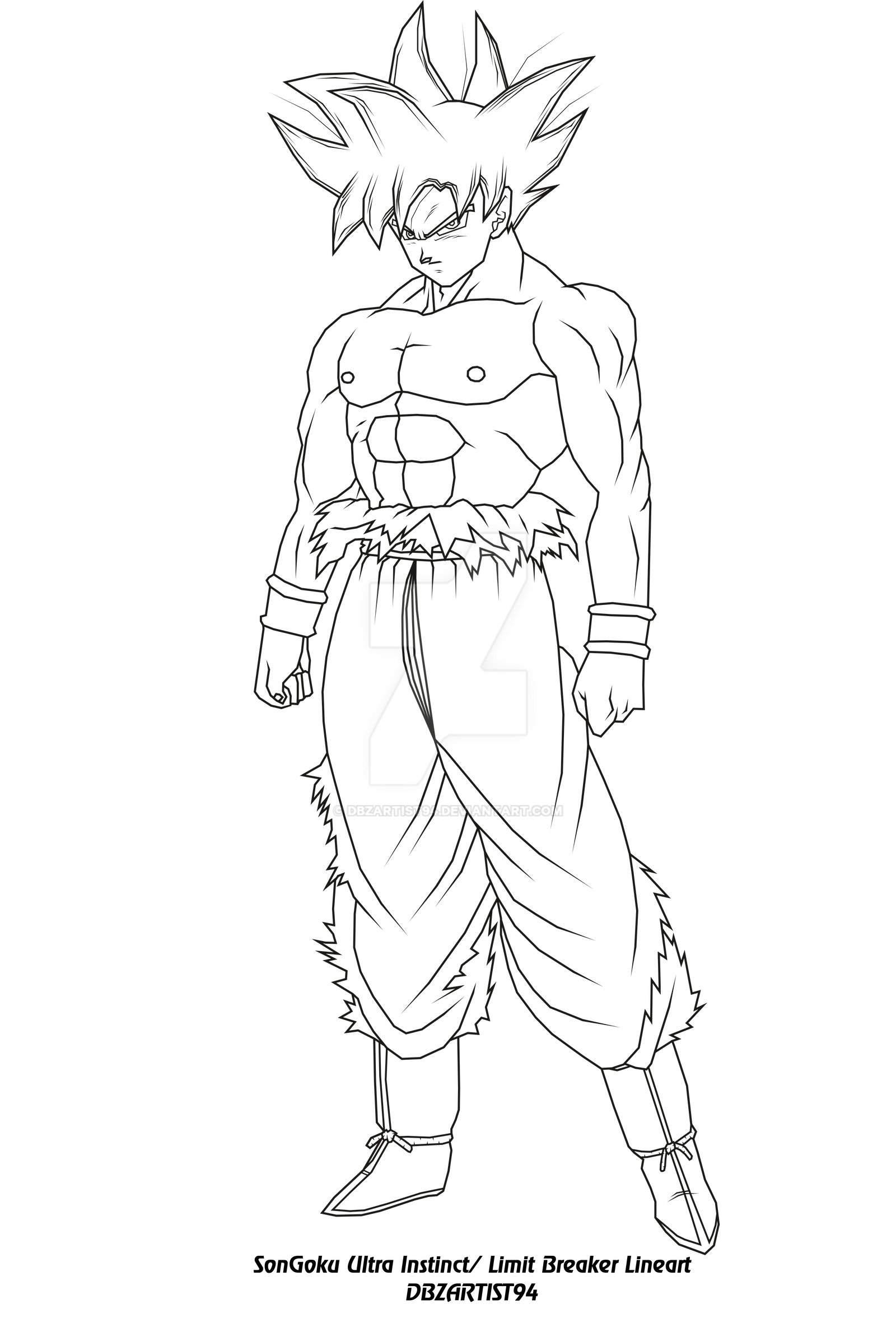 Songoku ultra instinct limit breaker lineart by dbzartist on