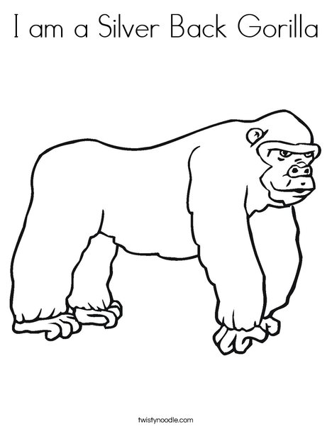 I am a silver back gorilla coloring page