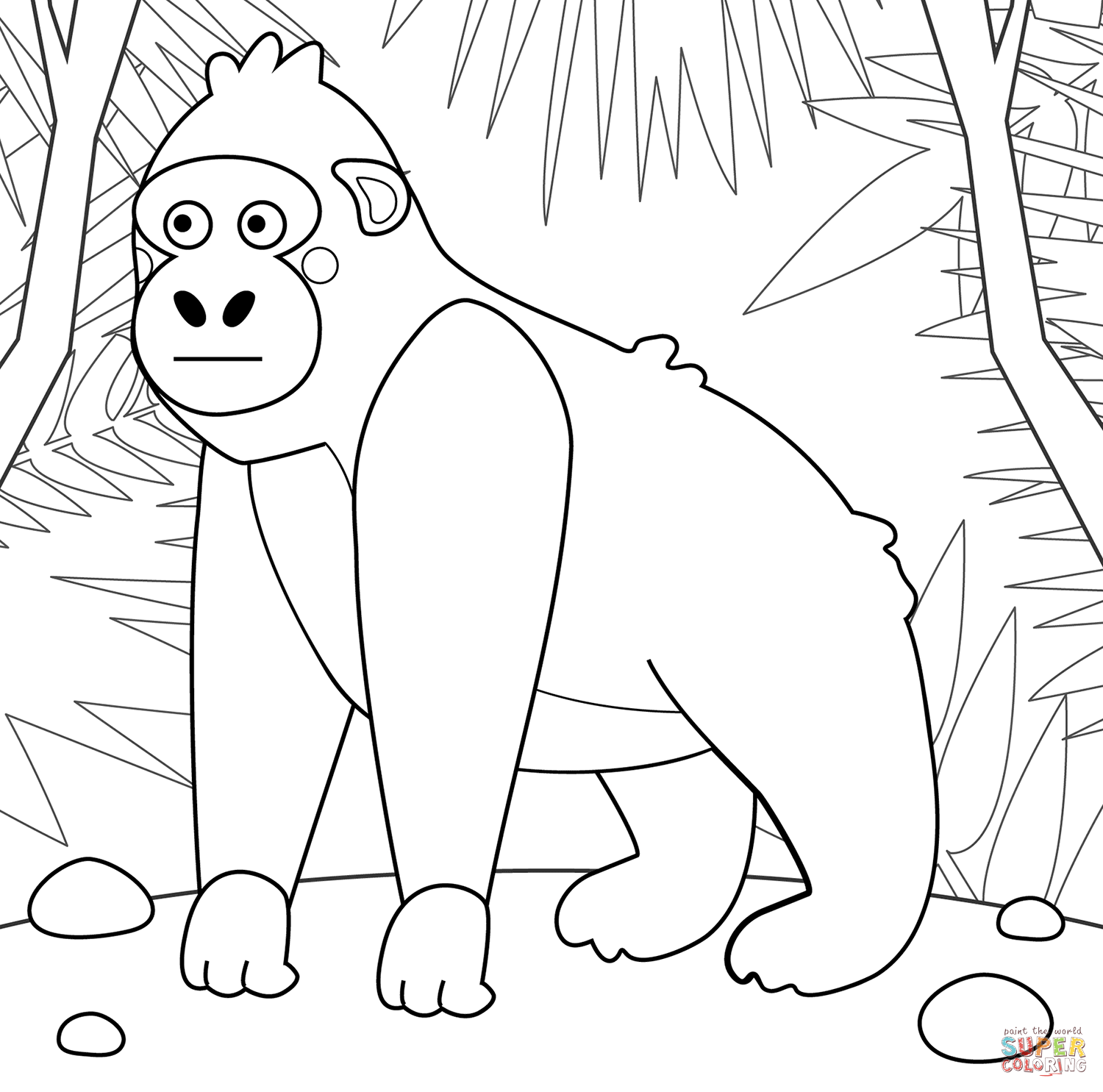 Gorilla coloring page free printable coloring pages