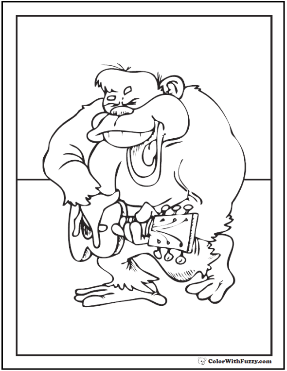 Gorilla coloring pages print and customize