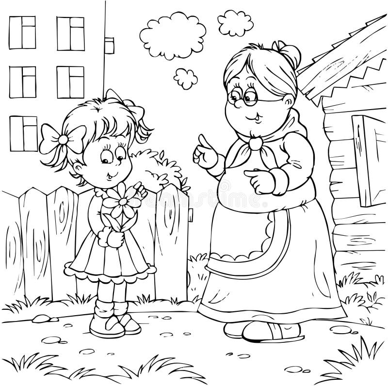 Grandmother coloring page stock illustrations â grandmother coloring page stock illustrations vectors clipart
