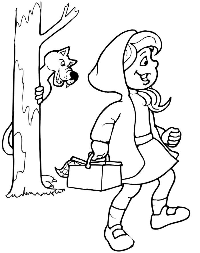 Red riding hood coloring page on her way to grannys caperucita roja caperucita roja dibujo lobo para pintar