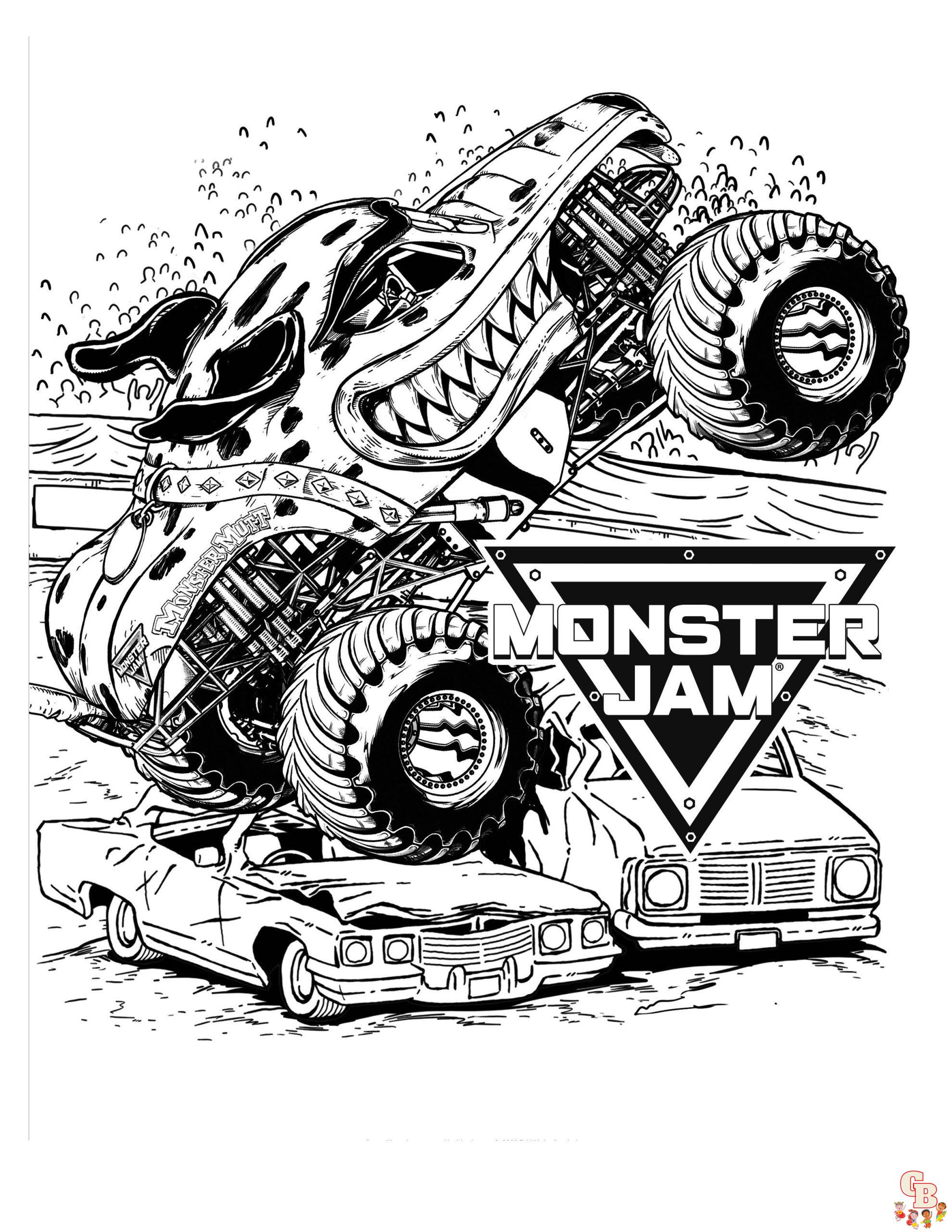 Get your kids excited with free monster jam coloring pages