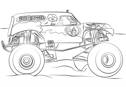 Grave digger monster truck coloring page free printable coloring pages