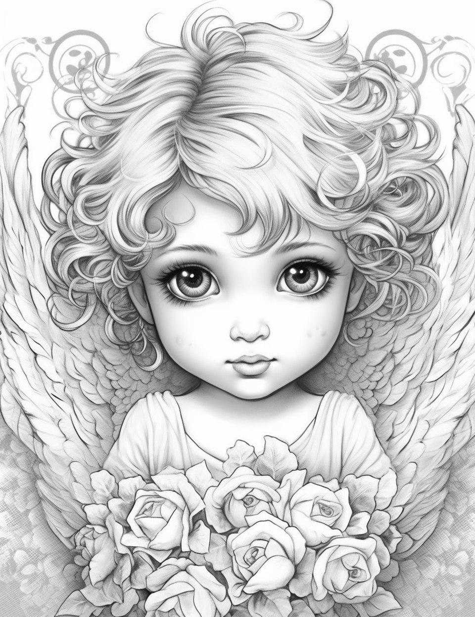 Free angel baby grayscale coloring pages printable for adults kids pd â coloring